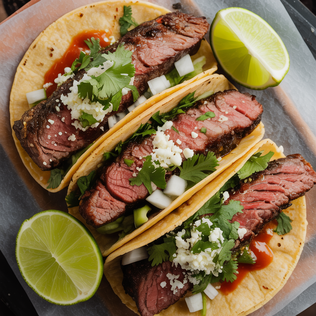 Street-style carne asada tacos